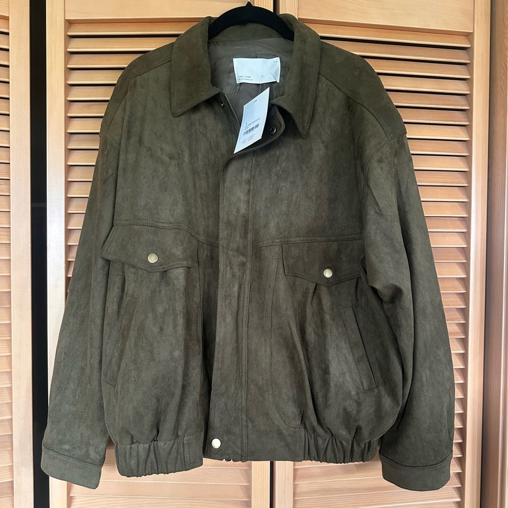 NWT OAK + FORT VEGAN SUEDE BOMBER JACKET - Picture 4 of 6